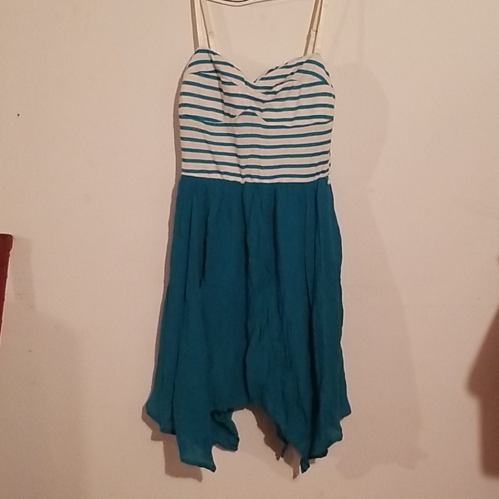 White and blue midi dress
